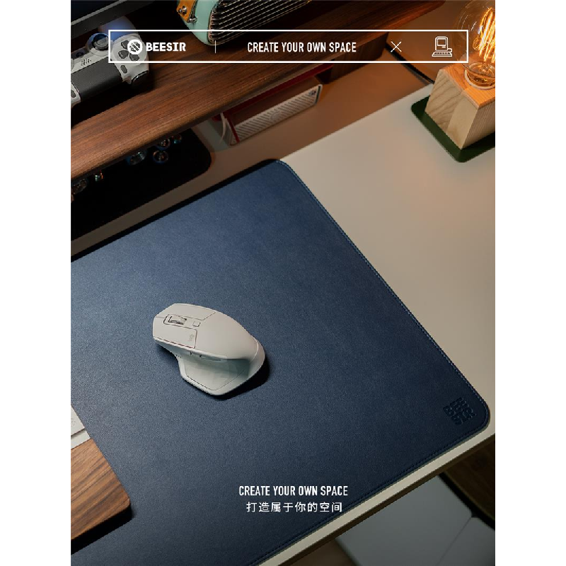 beesir精选简约细皮纹纯色鼠标垫皮革办公电脑桌垫键盘垫超大防水