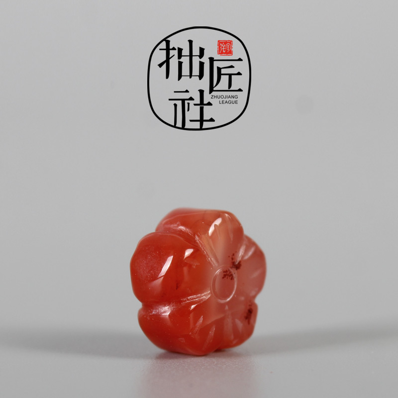 极速纯手工雕制南红小花配珠 diy文玩背云勒子配饰V 佛珠手串项链