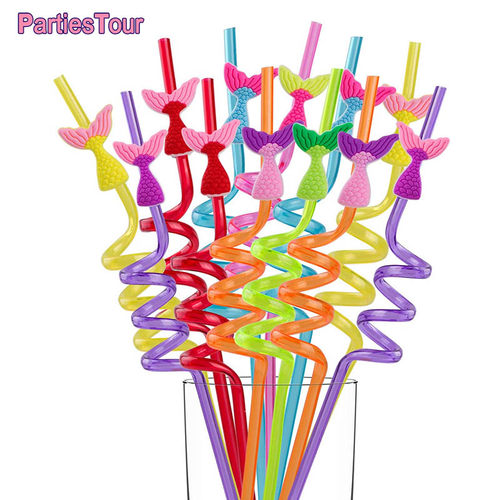 新品8pcs Mermaid Theme Party Decors Mermaid Tail StraYws Reu