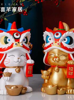 新品国潮招财猫摆件创意前台招手B发财猫收银柜台装饰品乔迁礼品