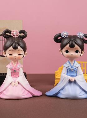 极速花涧小女古风创意女孩桌面装饰E家居装饰摆件学生儿童礼品汉