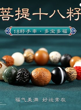 极速十八籽菩提手串多p宝佛珠18手持盘玩男女文玩檀木念珠菩提手