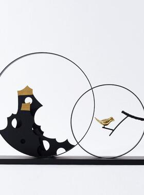 新品现代新中式假山铁艺金属艺术品摆件样板房R间酒店客厅玄关软