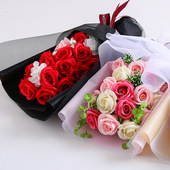 极速厂家情人节h创意七夕礼物送男女朋友新款 19朵香皂花仿真玫瑰