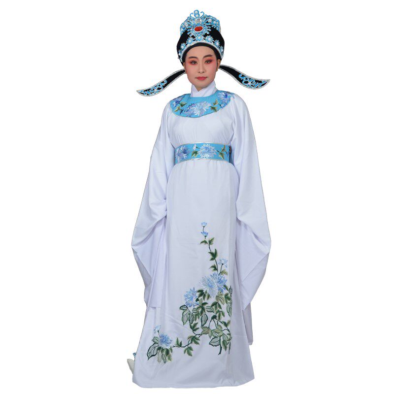 新品圆领镶边大菊花古装舞台戏曲表演服装越M剧戏剧圆领褶子小生