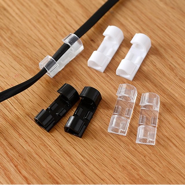 Transparent20 Pcs Cord Wire CaBble Plastic Clips Self Adhesi