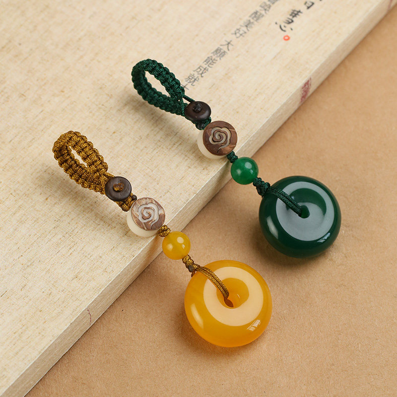 极速玛瑙玉石平安扣钥匙扣汽车钥匙挂件男女士情侣个X性创意挂坠