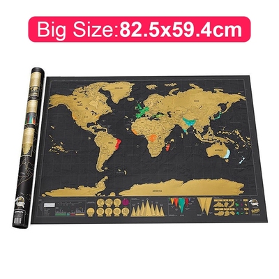 速发Erase Map of the world scratch world map room decor wall
