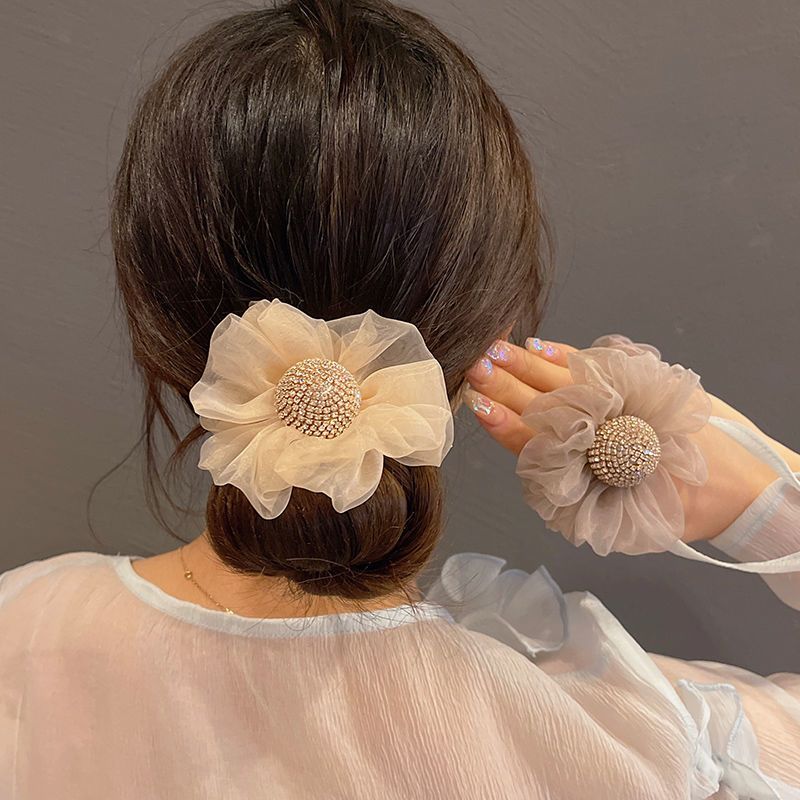 网红网纱高马尾大肠发圈韩国雏菊花朵发绳女高颜值丸子头头绳