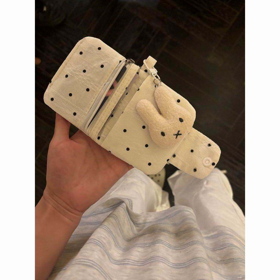 可爱波点兔兔卡包证件零钱包手拿小包包便携