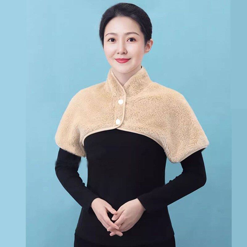 睡觉肩颈保暖短袖坎肩女珊瑚绒喂奶披肩玩手机加绒护肩短外套女