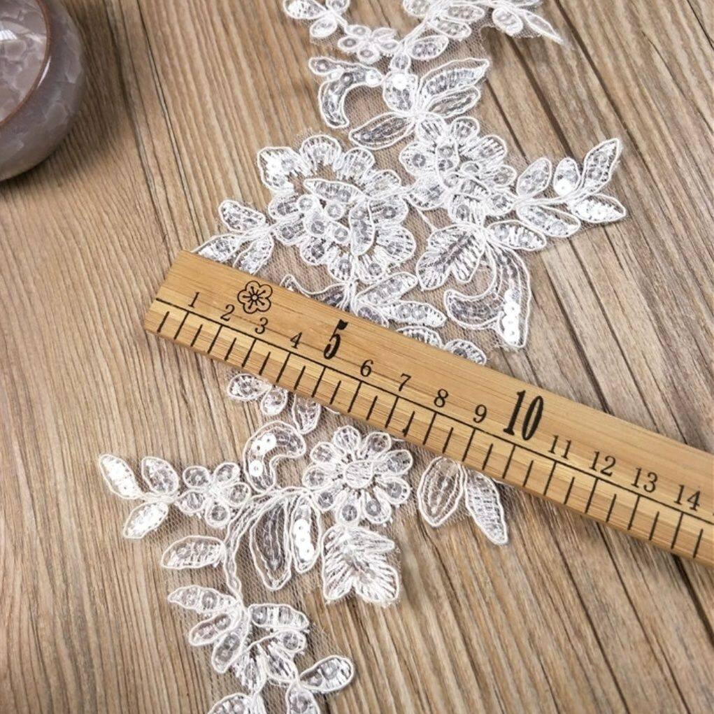 蕾丝亮片婚纱刺绣贴花DIY新娘头饰服装手工补丁贴布绣辅料
