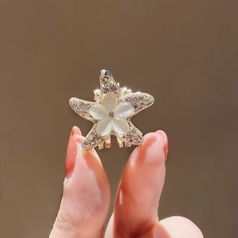 网红精致刘海夹花朵海星夹子前额侧边小号抓夹女发卡头饰边夹
