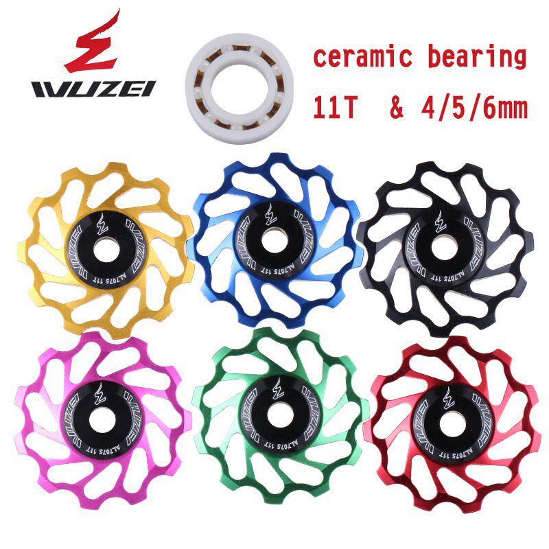 2pcs WUZEI MTB Road Bike Ceryamic Pulley 7005 Aluminum Alloy