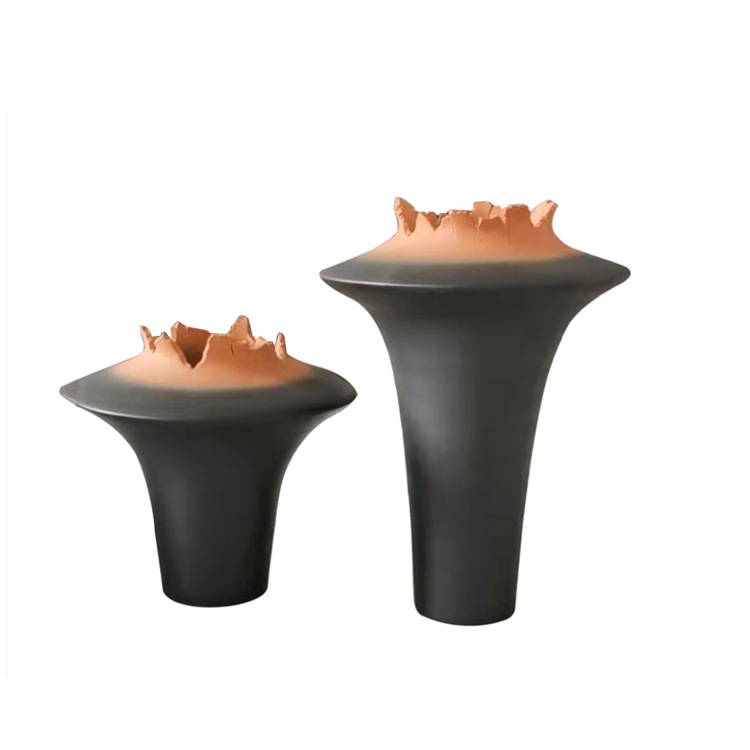 简约现代极简黑j白磨砂q陶瓷花瓶软装家居客厅餐桌民宿酒店轻奢摆