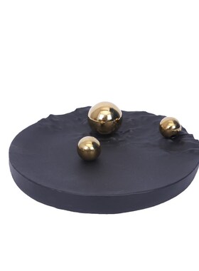 现代极简轻奢风树脂黑色山峰托盘收纳样板间软装客厅W茶几饰品摆