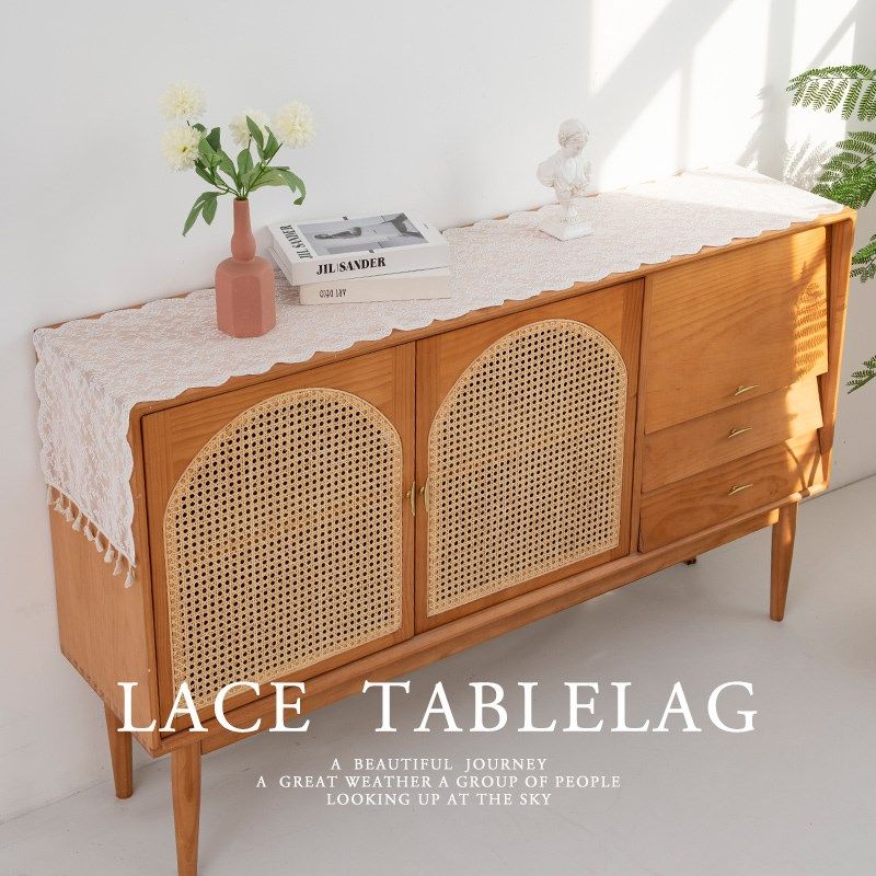 美式乡村桌旗斗柜长条盖布复古镂空桌布茶几鞋柜防尘Y盖布蕾丝花