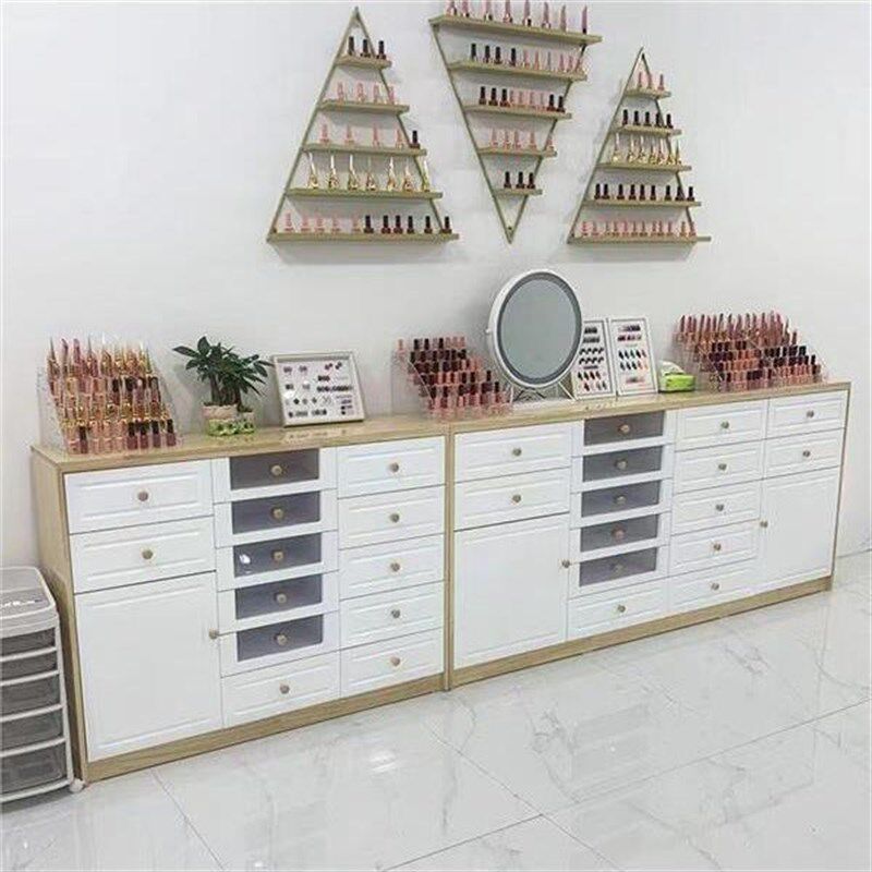 美甲柜子展示柜甲油胶储物柜美甲店产品落L地柜靠墙柜指甲油收纳