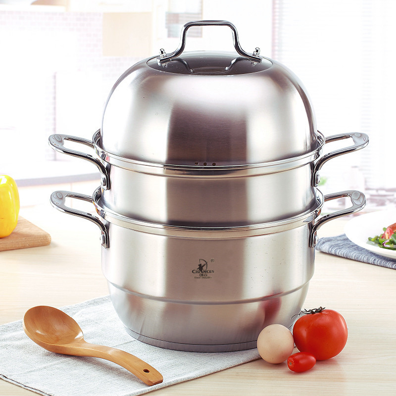 推荐特大号304不锈钢蒸锅加厚蒸格2层3D层36cm38cm大Y容量复底汤
