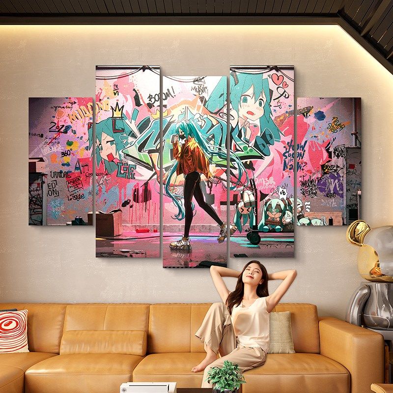 赛博朋克挂画网吧酒吧背景墙面B装饰卧室墙壁画电竞酒店房间装