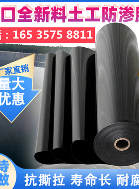 鱼塘防渗膜土工膜防水布鱼池养殖专用护坡加厚全新料黑色塑料地膜