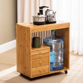 楠竹制茶水柜移动茶车家用新中式 茶台茶水架自动烧水客厅沙发边柜