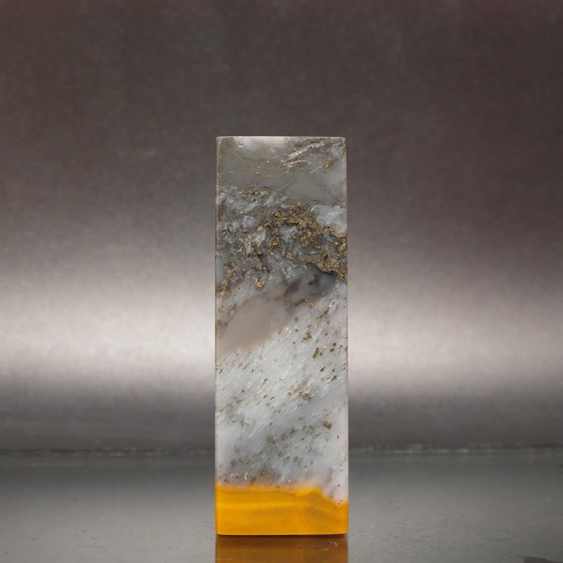 印石巴林石印章料俏色冻石篆刻石料19*17*59mm