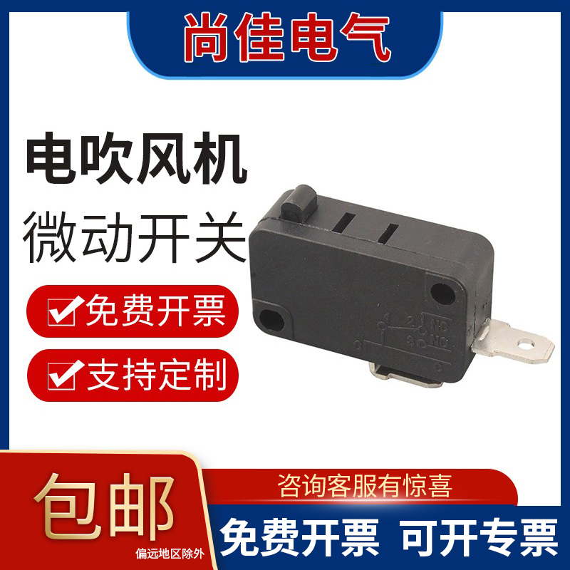 10个-电吹风机行程限位开关风筒洗衣机2脚16A250V自复位微动开关