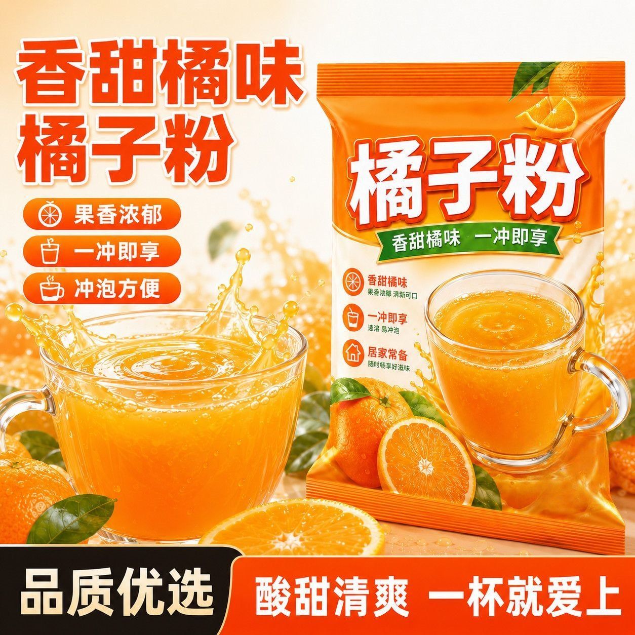 柑橘粉柑粉风味固体饮料冲泡饮料酸甜美味速溶浓缩果汁桔子粉橙味