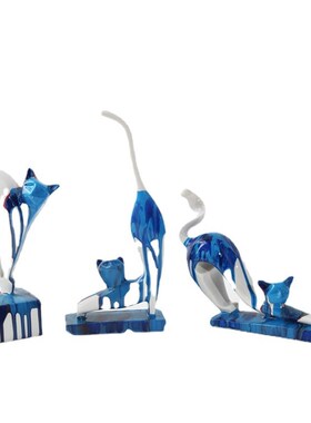 创意淋色三小猫树脂摆件书架客厅桌面家L居软装工艺品装饰小摆件