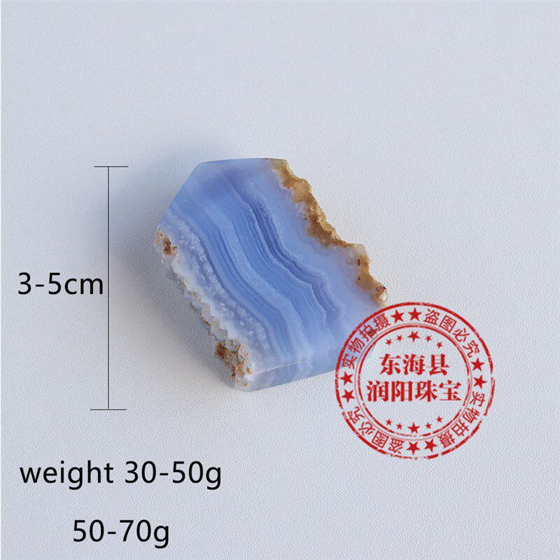 天然蓝纹玉髓玛瑙原石切片能量B宝石装饰不规则薄石片装饰摆件