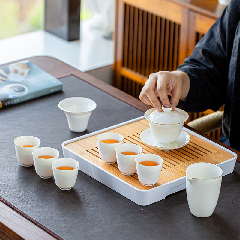 速发盖碗羊脂玉德化白瓷陶瓷功夫茶E具套装家用泡茶杯办公室会客,餐饮具,功夫茶具,淘宝优惠券,粉丝福利购,淘宝优惠卷