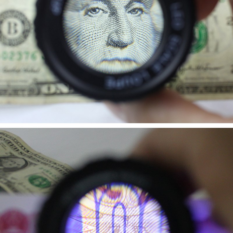 放大镜30倍高清鉴定1000带灯照布20验I钞印刷纺织鸽眼手持便携刻