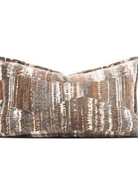 新中式轻奢高档沙发抱枕橘橙色z割绒定制样板房客厅床上腰枕靠垫