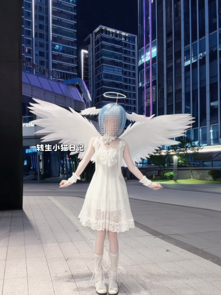 蕾姆手作天使之翼电动翅膀黑色白色Lolita可动氛围感拍照cos道具图片
