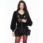 Love 天使爱美丽 Labor 原创设计黑色马海毛重工刺绣彩扣开衫