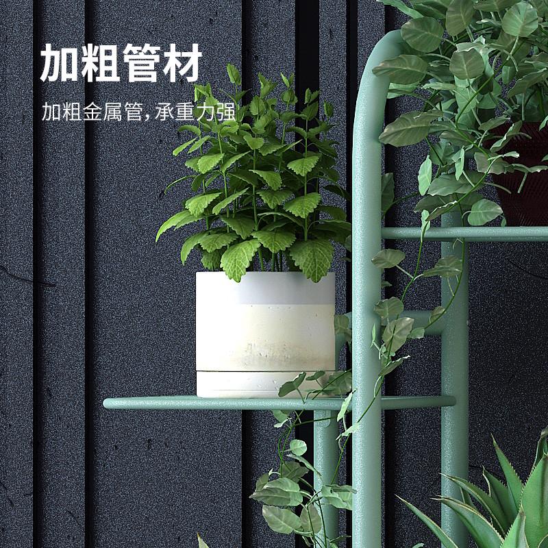 热销花架客厅阳台置物架移动带轮花盆架多层家用铁艺多肉落地式花