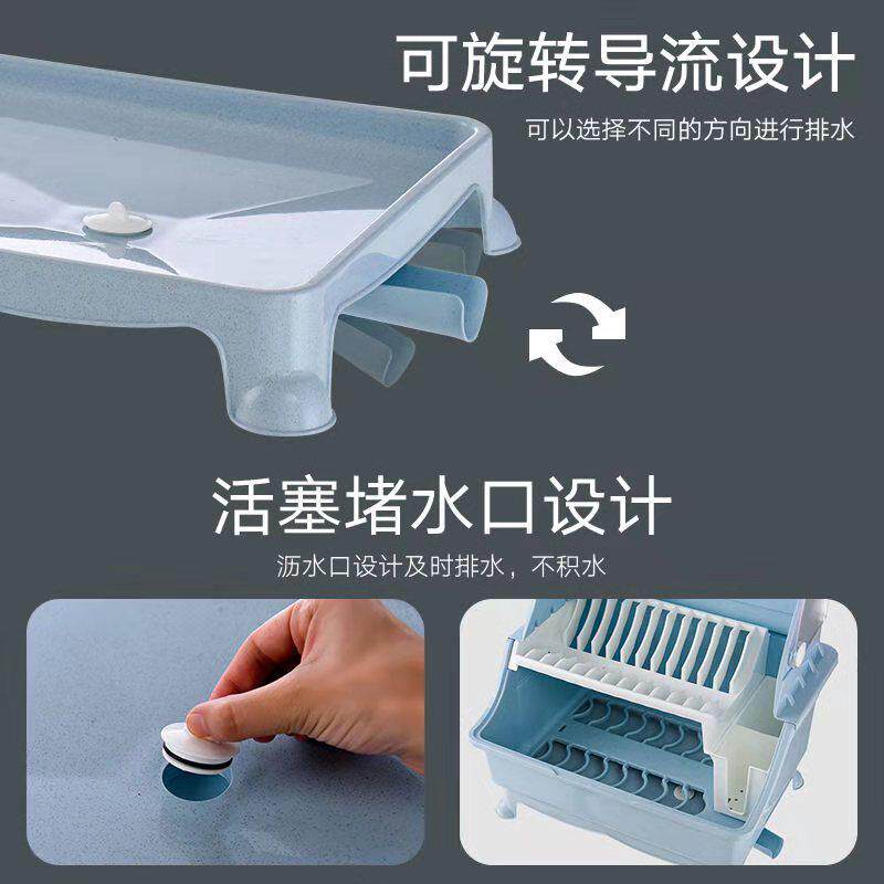 装碗筷收纳盒放碗箱沥水碗架厨房家用带盖碗盆碗碟置物架塑料碗柜