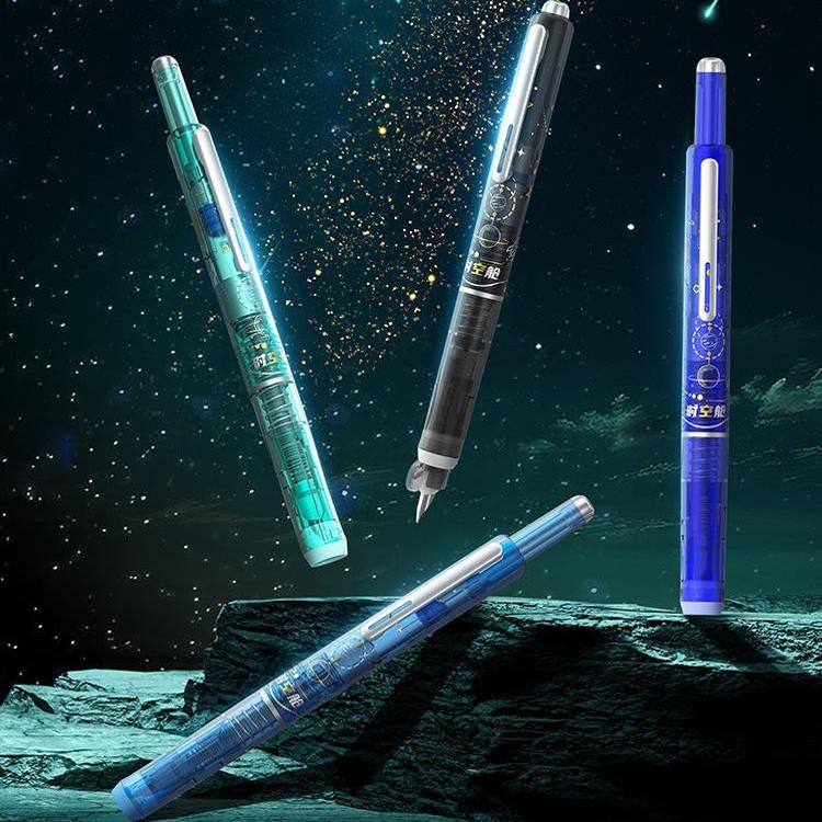 点石制笔按动钢笔DS-7158不溅墨细尖EF时空钢笔-黑色墨囊