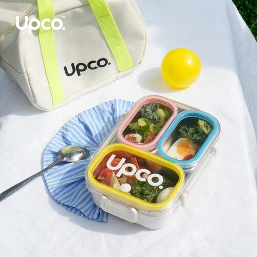 upco分格饭盒可微波餐盒便携三格上班族学生带饭小清新