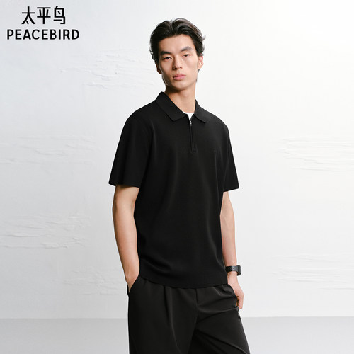 【商场同款】太平鸟男装 休闲Polo衫纯色针织修身polo衫B1EEG2323