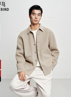 【商场同款】太平鸟男装 冬季新款羊毛翻领毛呢衬衫男B1CHF4265