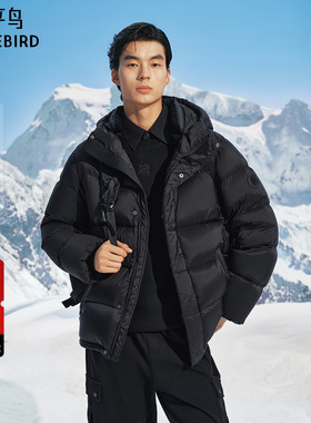 【商场同款】太平鸟男装鹅绒羽绒服新款连帽宽松面包服B1ACF4401