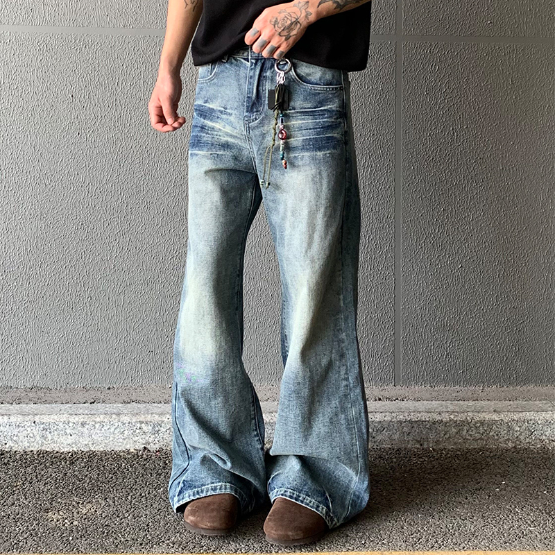 水洗cleanfit猫须微喇牛仔裤