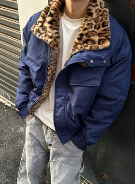 MAISTEP 美式街头三防立领豹纹徽章座山雕夹克男女高级感棉服外套