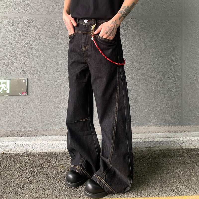 复古原色丹宁A字版型牛仔裤