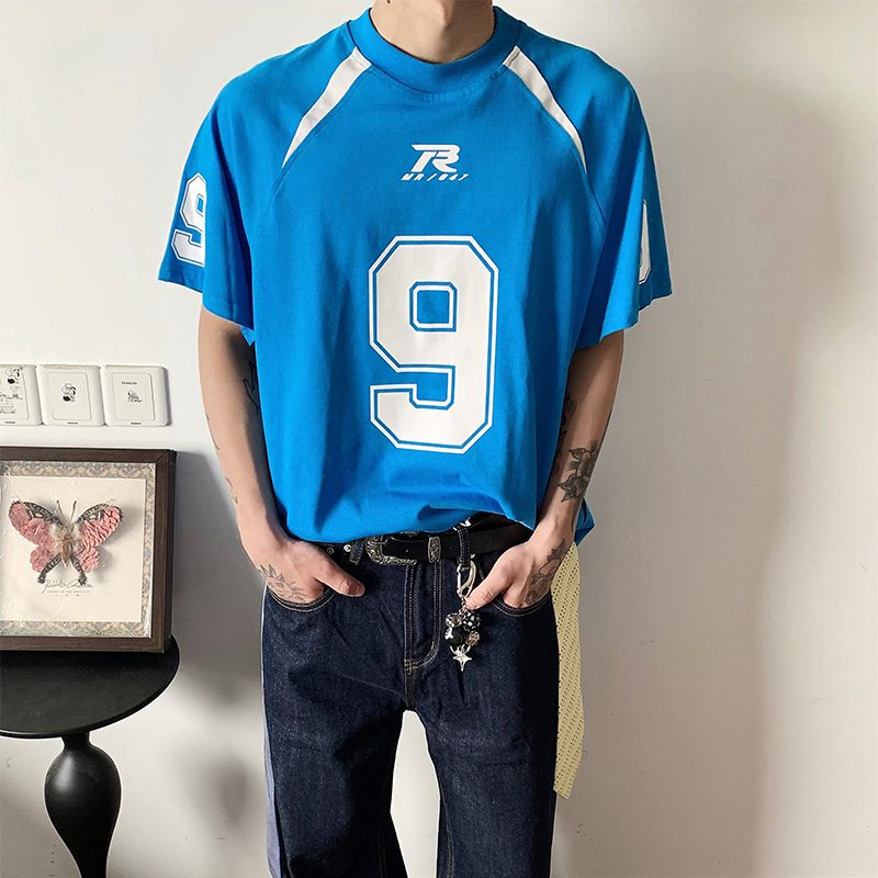 0204MAISTEP运动字母拼色短袖T恤