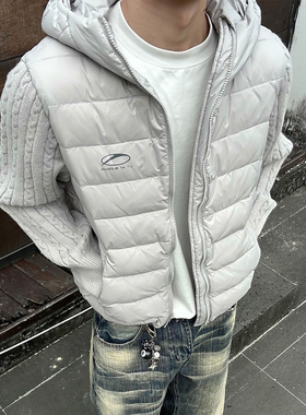 MAISTEP 70白鸭绒美式连帽拼接针织排骨羽绒服男女冬季设计感外套