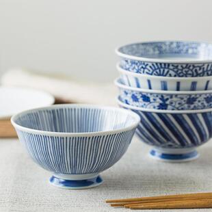 复古日本陶瓷碗家用餐具礼品碗碗碟套装 有田烧高脚防烫米饭碗日式