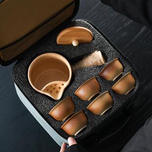 户外烤奶罐创意便捷包包围炉煮茶壶罐罐侧把壶家用粗陶耐高温炭火